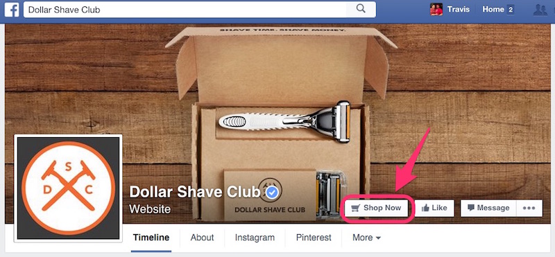 Dollas Shave Club Facebook CTA Button