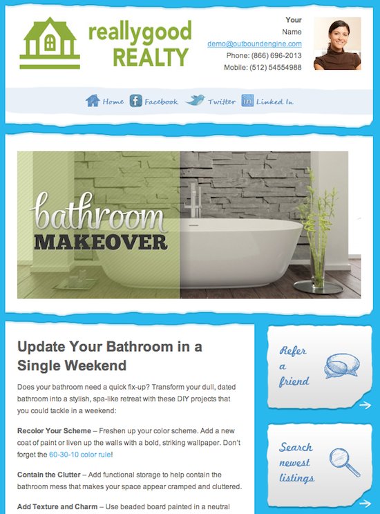 Email Newsletter Example for Real Estate Agents by OutboundEngine
