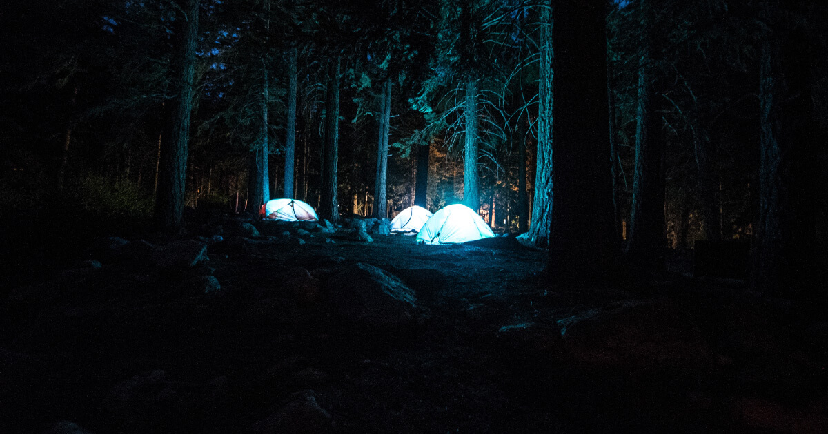 Camping tents at night